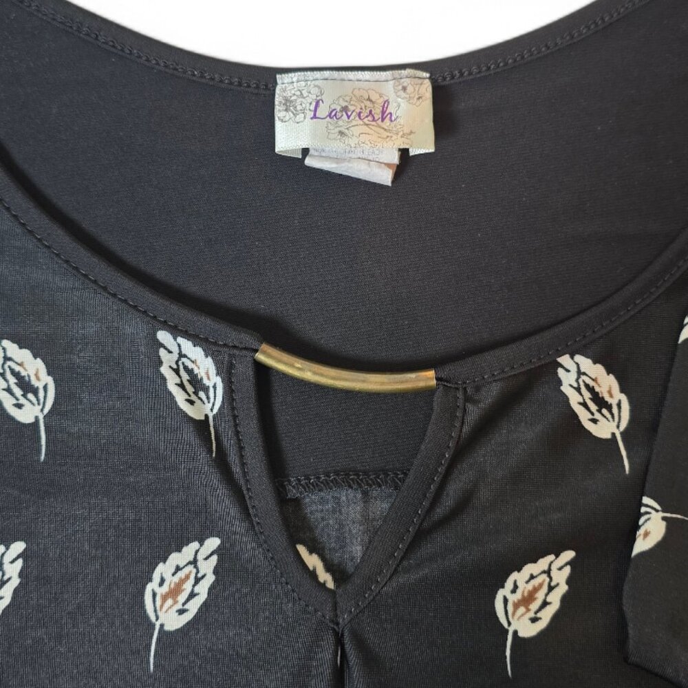 Lavish Black Bohemian Floral Tunic Top – Women's Size 1X - Picture 5 of 13